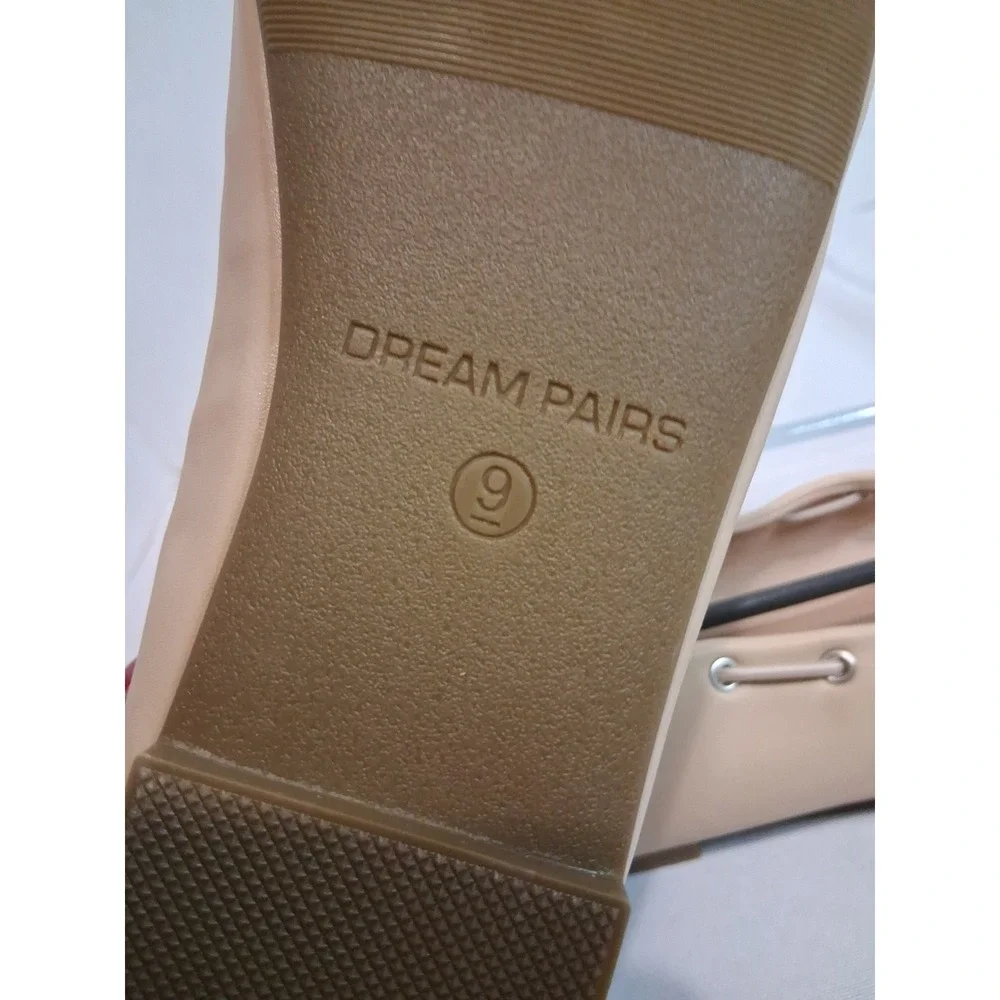Dream Pairs Women's Beige Ballet Flats Square Toe Bow Slip On Shoes Size 9